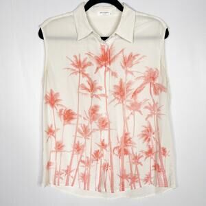 Equipment Small S Cream Coral Diem Miami Neion  Palm Tree Sleeveless Blouse Top